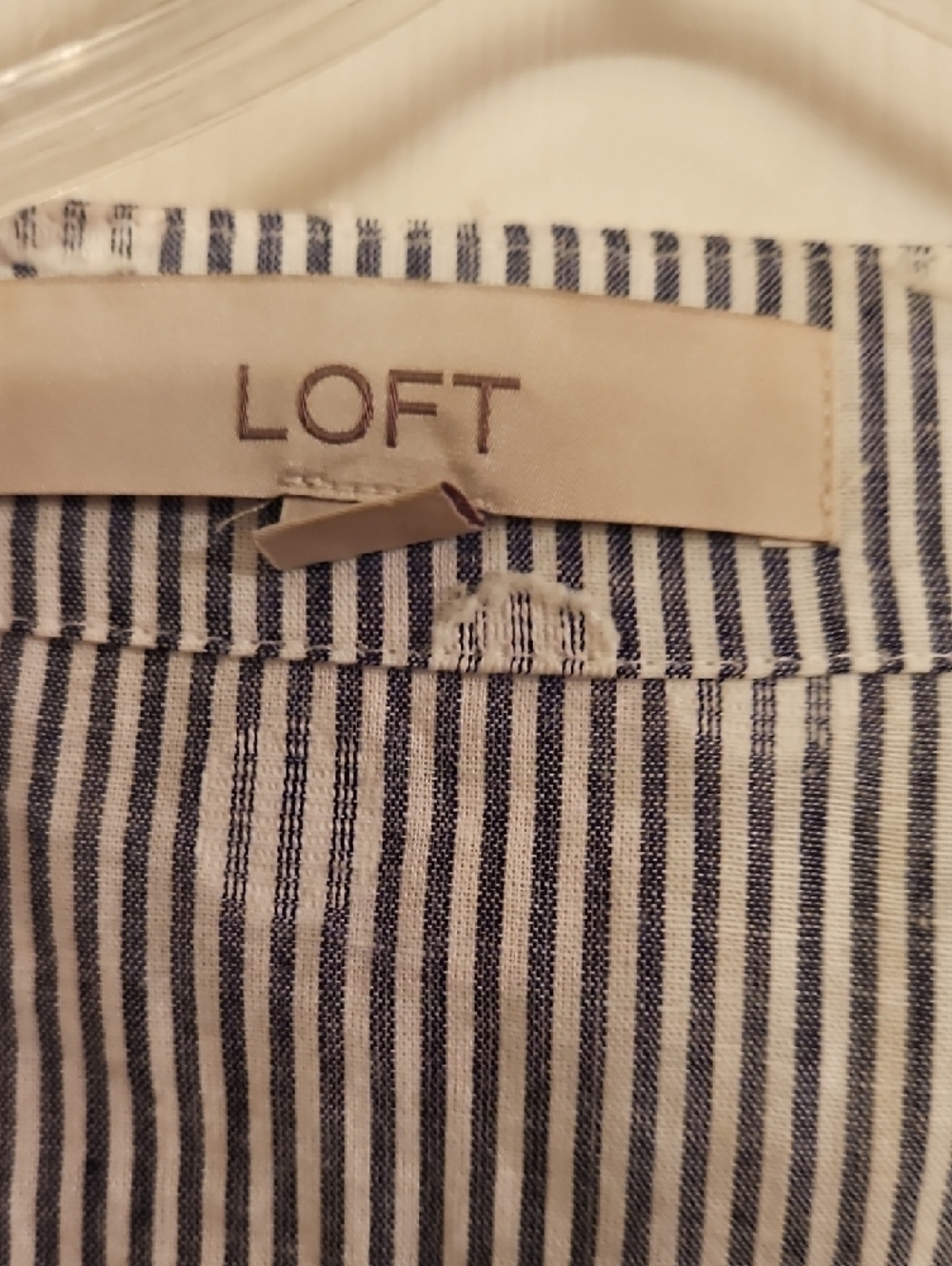 LOFT Navy Stripe & White Dot Wrap Top - Picture 2 of 3